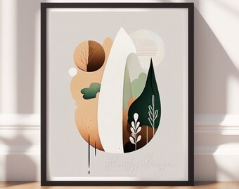 Bohemian Artwork - Digital Download Boho Art Print, Geometric Decor, Earth Tones Wall Art for Home Decor & Living Room