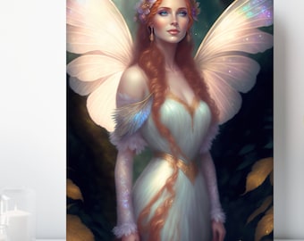 Forest Fairy Canvas Print, Wrapped Canvas, Fantasy Woman Wall Art, Ready to Hang
