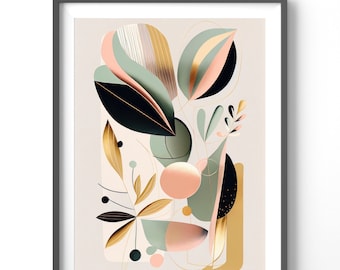 Boho Abstract Poster, Matte Vertical Posters, Minimalist Wall Art, Earth Tones Print