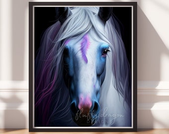 Horse Wall Art, Printable Art, Colorful Art Print, Fantasy Gift, Instant Download, Horse Gifts, Farmhouse Decor, Animal Painting, Animal Art