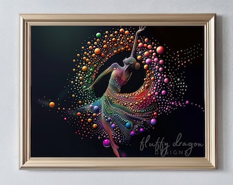 Ballerina Artwork | Colorful Abstract Dancer Print | Digital Download for Dance Studio Decor | Unique Wall Art Decoration
