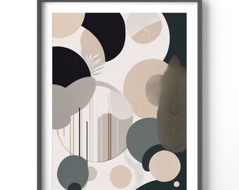 Boho Abstract Poster, Matte Vertical Posters, Minimalist Wall Art, Earth Tones Print