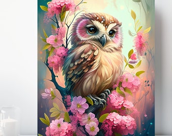 Owl Canvas Print, Wrapped Canvas, Bird Wall Art, Animal Art, Ready to Hang