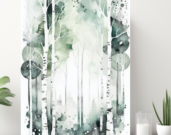 Birch Trees Canvas Wall Art, Wrapped Canvas, Nature Art, Ready to Hang