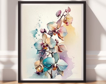 Watercolor Flowers v17, Digital Download, Floral Wall Art, Instant Print, Pastel Decor, Digital Prints