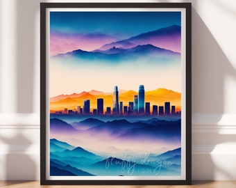 City Painting v1, Digital Download, Downloadable Prints, City Art Print, Colorful Painting, Living Room Wall Art