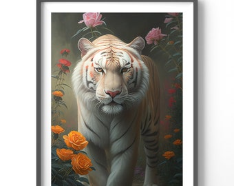 Red Tiger Matte Poster Art Print - Bold Wildlife Wall Decor - Vibrant Animal Artwork - Eco-Friendly Home Decoration