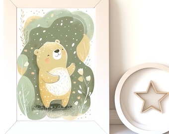 Baby Bear Art | Printable Digital Download |Woodland Bear Nursery Wall Art | Instant Download Digital Print