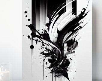 Modern Abstract Canvas Wall Art, Wrapped Canvas, Black and White Art, Ready to Hang