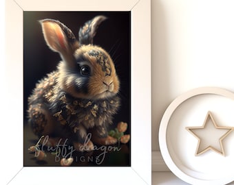 Nursery Animals, Baby Bunny v16, Digital Download, Nursery Prints, Woodland Decor, Printable Wall Art, Instant Print
