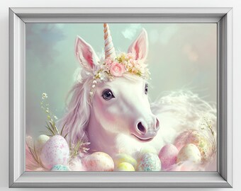Easter Unicorn Digital Download | Cute Animal Art for Girls | Adorable Printable Gift & Easter Decor