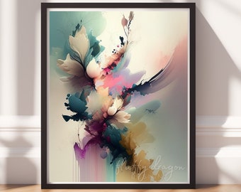 Printable Abstract Wall Art, Digital Prints Download, Modern Decor, Contemporary Design, Floral Painting, Instant Print