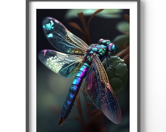Dragonfly Poster | Colorful Matte Vertical Insect Wall Art | Nature Print for Home Decor & Gift Idea