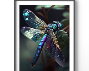 Colorful Dragonfly Poster, Matte Vertical Posters, Insect Wall Art, Nature Print