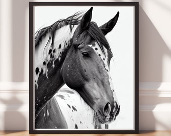 Digital Download |  Spotted Horse v2 | Printable Art | Digital Prints Wall Art | Art Prints | Digital Painting | AI Design | Watercolor Art