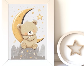 Digital Download |  Baby Bear v15 | Printable Art | Digital Print Wall Art | Art Print | Nursery Wall Art | AI Digital Print | Woodland Bear