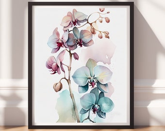 Watercolor Flowers v16, Digital Download, Floral Wall Art, Instant Print, Pastel Decor, Digital Prints