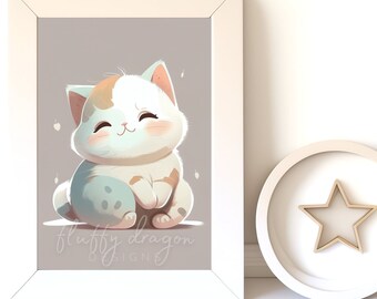 Watercolor Animals - Cat Digital Download, Baby Animal Prints, Printable Nursery Wall Art for Kids' Rooms & Decor