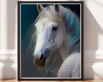 Horse Wall Art, Printable Art, Colorful Art Print, Fantasy Gift, Instant Download, Horse Gifts, Farmhouse Decor, Animal Painting, Animal Art