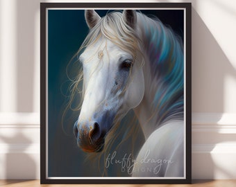 Equestrian Artwork - Colorful Printable Horse Art, Digital Download Equestrian Wall Art for Home Décor