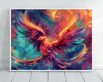 Colorful Phoenix Matte Poster | Vibrant Wall Art for Home Decor & Unique Gift Idea | Eye-catching Artwork Print