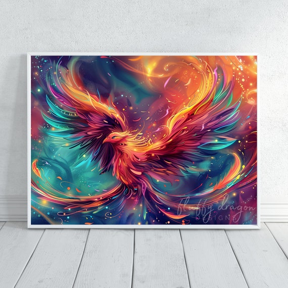 Colorful Phoenix Matte Art Poster: Vibrant Home Decor - Etsy