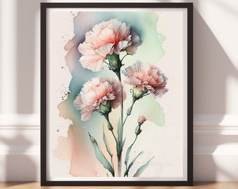 Floral Artwork | Botanical Wall Art Print, Digital Download Flower Market Decor, Watercolor Flower Design