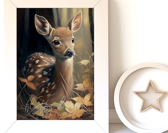 Digital Download |  Baby Deer v6, Fawn Painting, Baby Animal Print, Girls Bedroom Art, Digital Art, Printable Wall Art, Printable Art Prints