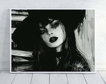 Witch Poster Print | Witch Wall Art | Halloween Decor | Witchy Home Decoration | Spooky Art for Your Walls
