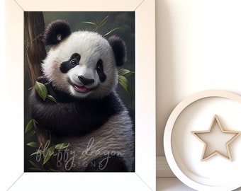Cute Baby Panda Digital Art Print | Adorable Nursery Wall Art Download | Instant Panda Decor for Kids Room