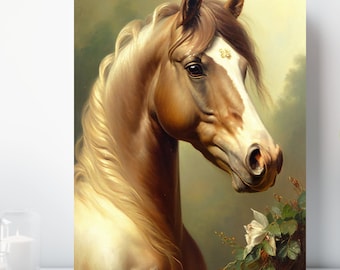 Brown Horse Canvas Wall Art, Wrapped Canvas, Equestrian Art, Ready to Hang