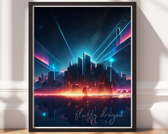 Digital Download | Beat City 1, Cityscape, Digital Art, Game Art, Game Printable, Game Decor, Printable Wall Art, Printable Art Prints