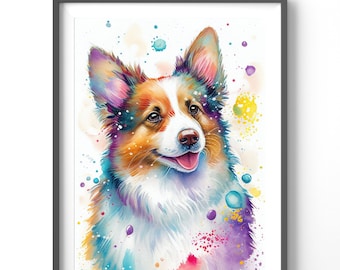 Corgi Poster | Colorful Watercolor Dog Art - Matte Vertical Animal Wall Decor, Perfect Gift for Dog Lovers