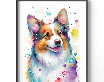 Colorful Corgi Poster, Matte Vertical Posters, Animal Wall Art, Watercolor Dog Print