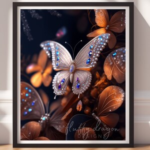 Vlinderkunstwerk | Kleurrijke fantasie muurkunst digitale download | Unieke woondecoratieprint