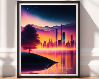 City Artwork - Colorful Cityscape Wall Art, Digital Download for Home Decor, Vibrant Urban Prints, Instant Art Decor
