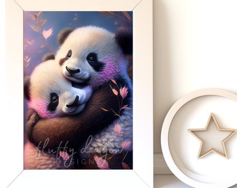 Cute Baby Panda Digital Art Print | Nursery Wall Art Download | Adorable Panda Decor for Kids' Rooms