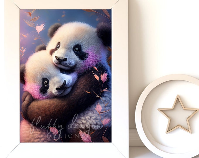 Featured listing image: Digital Download |  Baby Panda v20 | Printable Art | Digital Prints Wall Art | Art Print | Digital Painting | AI Art Prints | Watercolor Art