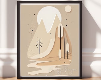Digital Download Boho Abstract Art in Earth Tones | Printable Wall Decor | Modern Home Decor | Instant Download