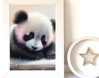 Adorable Animal Art: Baby Panda Nursery Print, Digital Download for Kids Room Decor, Cute Wall Art