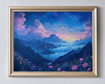 Vibrant Landscape Digital Art | Colorful Wall Art for Home Decor | Brighten Your Space with Stunning Artwork
