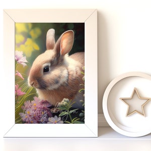 Bunny Wall Art - Cute Baby Animal Nursery Artwork, Digital Download & Nursery Printable for Kids’ Rooms