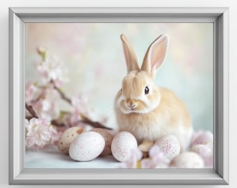 Easter Bunny Digital Download - Adorable Rabbit Printable, Cute Baby Animal Wall Art, Instant Download Decor