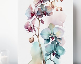 Watercolor Flower Canvas Print, Wrapped Canvas, Soft Floral Wall Art, Ready to Hang