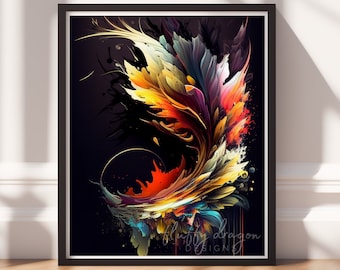Modern Abstract Art Print | Digital Download | Bold & Bright Contemporary Artwork for Home Decor