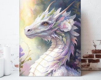 Dragon Canvas Wall Art, Wrapped Canvas, Whimsical Wall Art, Dragon Prints, Dragon Painting, Fantasy Artwork, Gamer Gifts, Ready to Hang