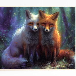 Impresión artística de IA de adorables zorros / Descarga digital / Ilustración de zorro adorable / Perfecta para decoración del hogar y regalos