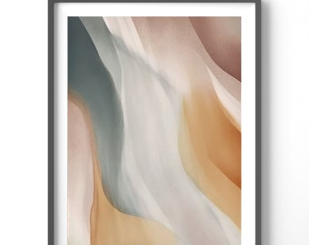 Neutral Abstract Poster, Matte Vertical Posters, Watercolor Wall Art, Earth Tones Print