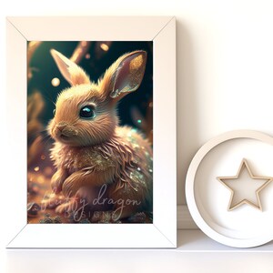 Nursery Artwork - Cute Baby Animal Bunny Wall Art Digital Download, Nursery Printable Decor for Baby&#39;s Room