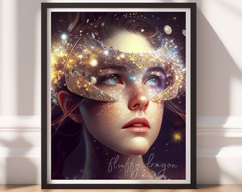 Digital Download | Intergalactic Princess, AI, Digital Art, Game Art, Game Printable, Game Decor, Printable Wall Art, Printable Art Prints